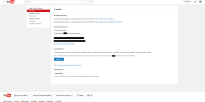 Youtube erweiterte Kontoeinstellungen