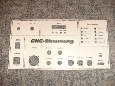 CNC milling machine control front panel