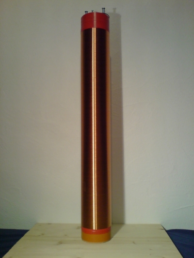 Teslaspule Sekundärspule PVC Rohr Kupferlackdraht